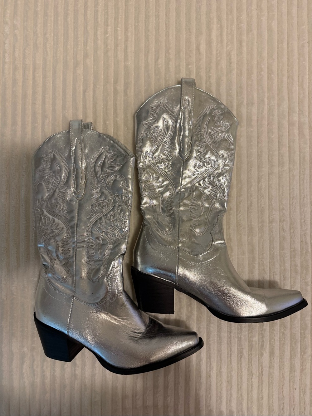 Silver Metallic Western Cowboy Boots